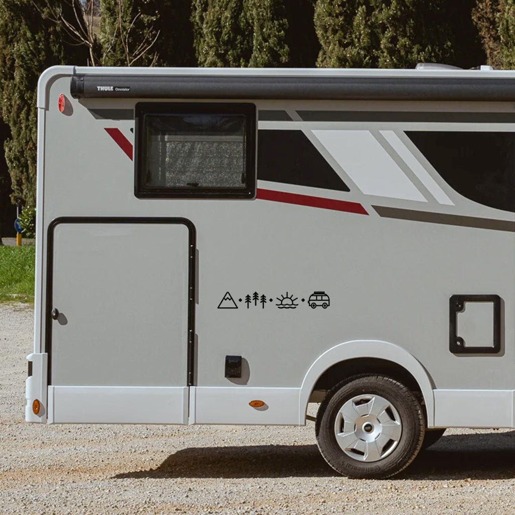 Minimalistische camper iconen sticker - Camperstickers